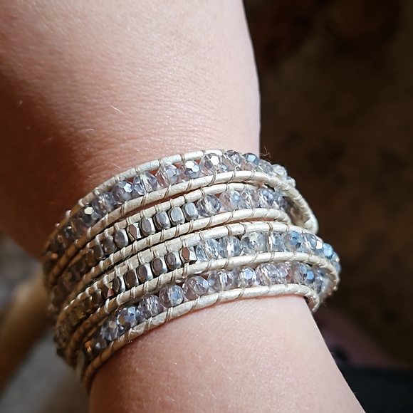 Nakamol Jewelry - Nakamol wrap bracelet ( light gray with stones )